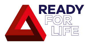 A red triangle with the words 're al for life ' underneath it.
