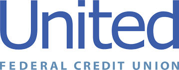 A blue and white logo for united federal credit union.