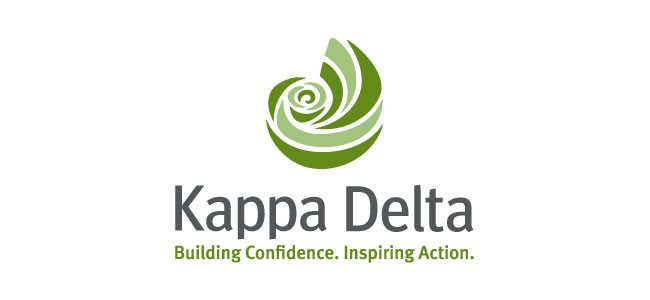 A kappa delta logo with the words " building confidence. Inspiring action ".